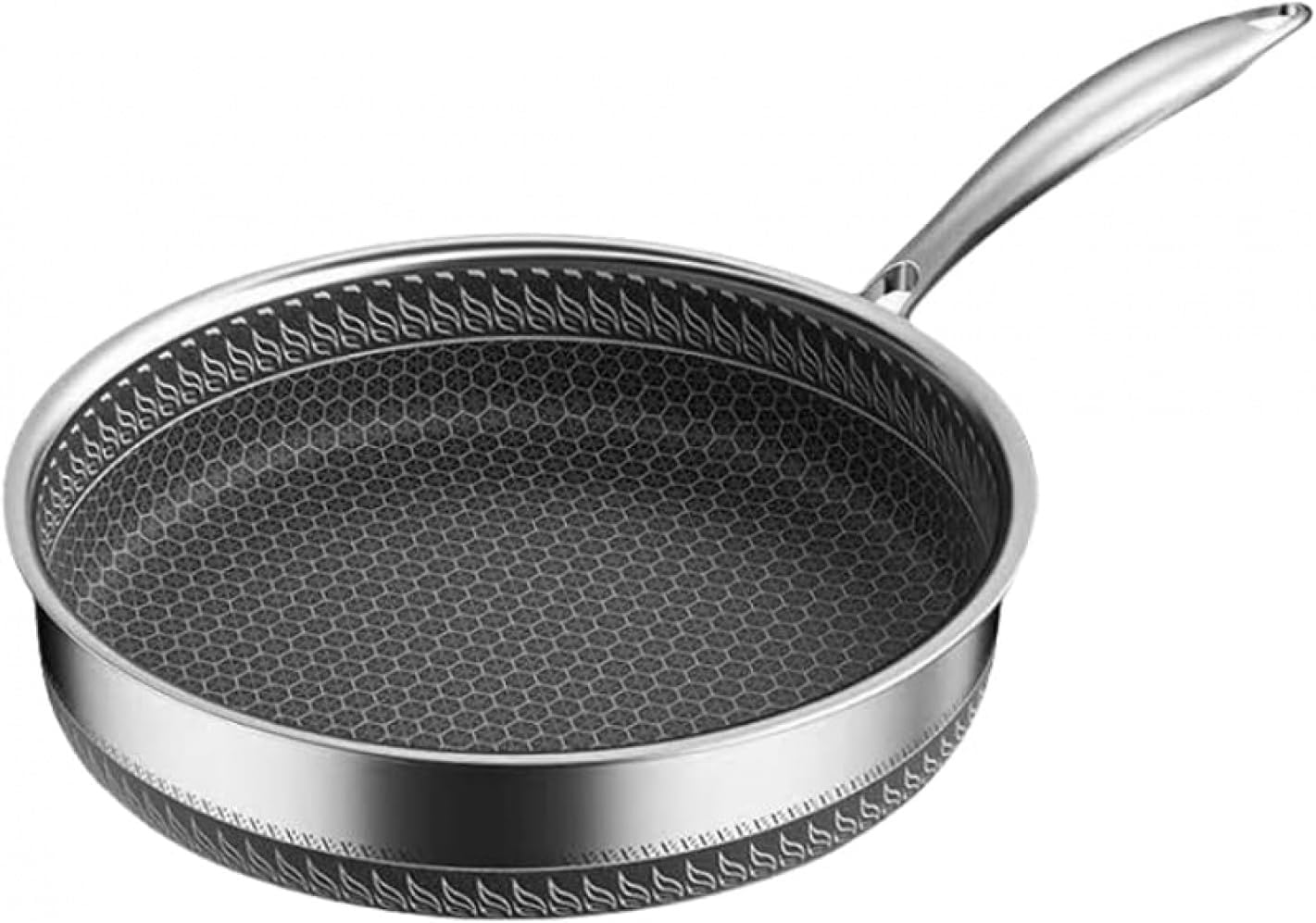 316 ステンレス鋼フライパン 深型中華風 7 層構造 ハニカムパターン